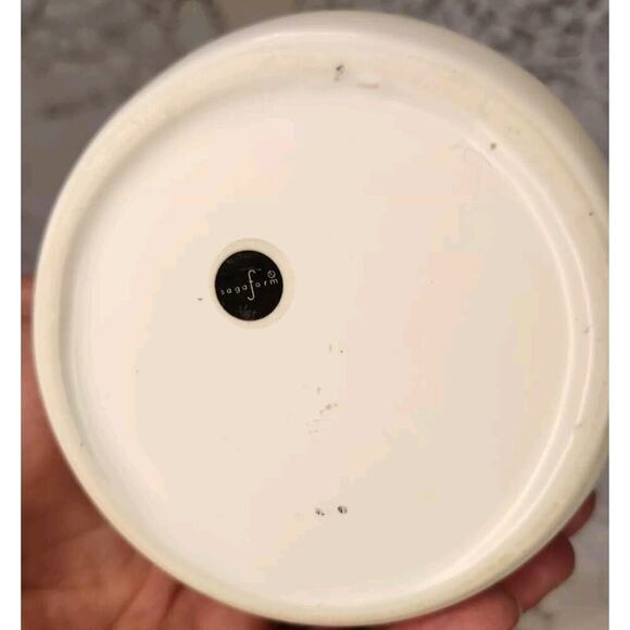 Sagaform of Sweden Vase MSM Lily Vintage White Matte Stoneware Green Interior - Picture 5 of 6